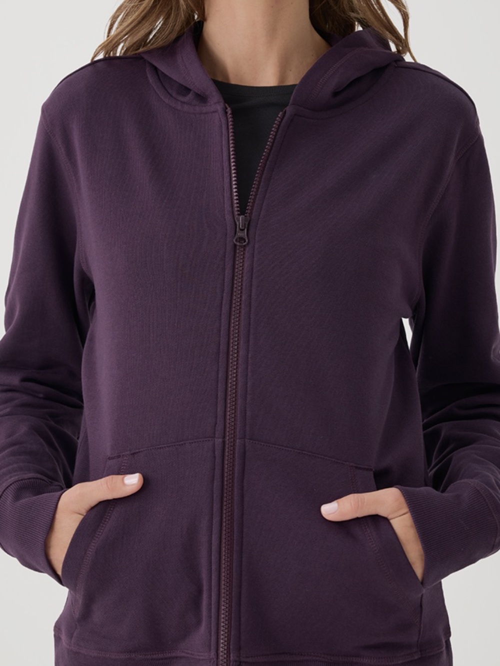 NWOT PACT Women's Cloud Brushed Fleece Zip Hoodie Purple Size Small